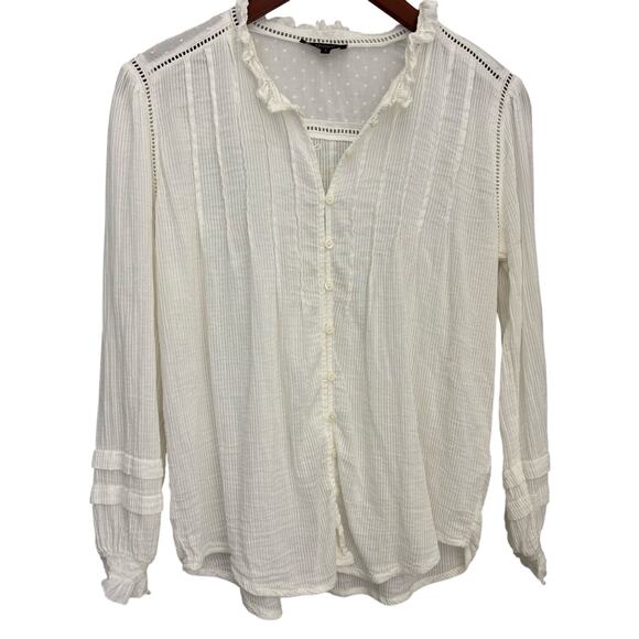Quince Organic Cotton Textured Peasant Blouse - Picture 1 of 7